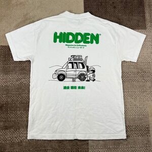 Hidden NY Magazine for Enthusiasts Graphic T-Shirt Mens Medium White Green Logo